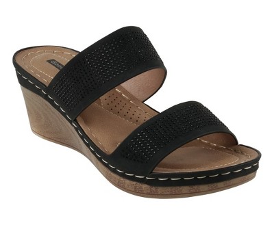 GC Shoes Madore Embellished Comfort Slide Wedge Sandals