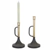 HomeRoots Set of Two Black And Gold Distressed Metal Tabletop Taper Candlesticks - 3 of 4