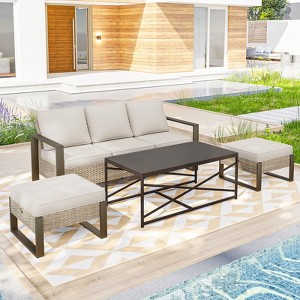 UPTIOT 4-Piece Outdoor Patio Conversation Set - 1 of 4
