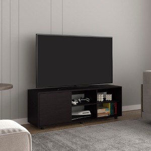 51.2" Wood TV Stand with One Door Cabinet, Four Open Shelves, and Cable Management for Living Room and Bedroom - 1 of 4