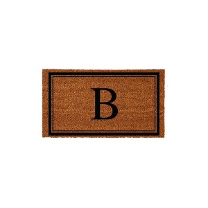 Evergreen Monogram Indoor Outdoor 100% Natural Coir Doormat 28" x 16" |  Letter  "B" - 1 of 4
