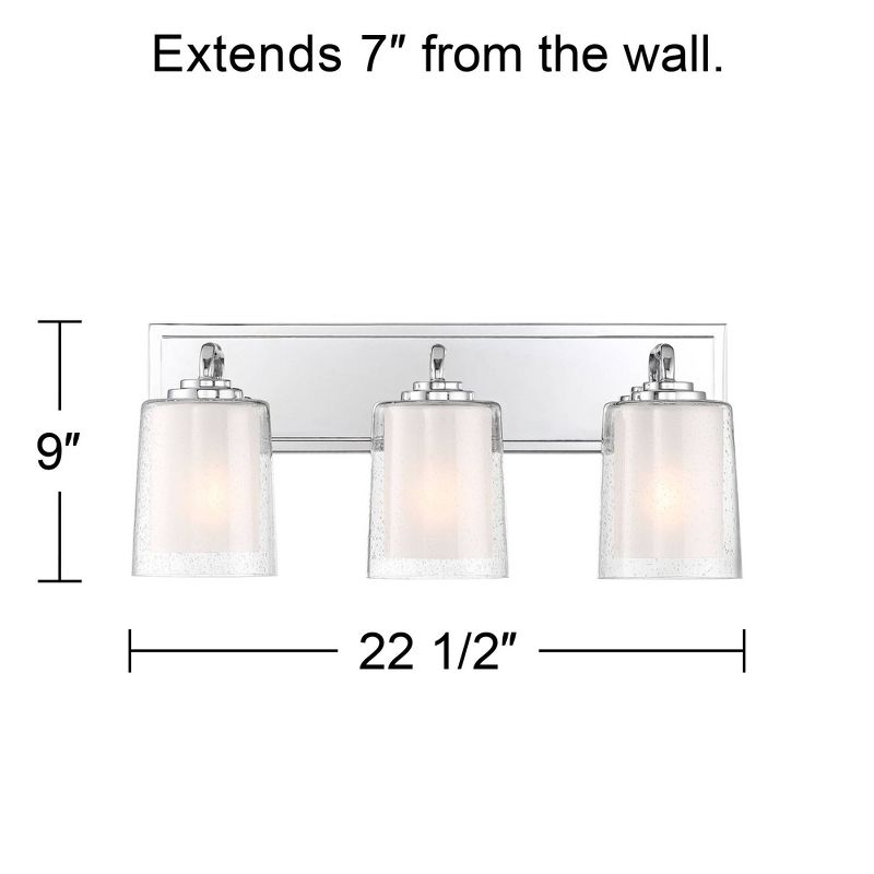 Possini Euro Design Mabelle Modern Wall Light Chrome Hardwire 22 1/2" 3-Light Fixture Clear Frosted Double Glass Shade for Bedroom Bathroom Vanity, 4 of 8