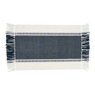 Navy and White Tassel Trimmed Stripe Placemats, Set of 4