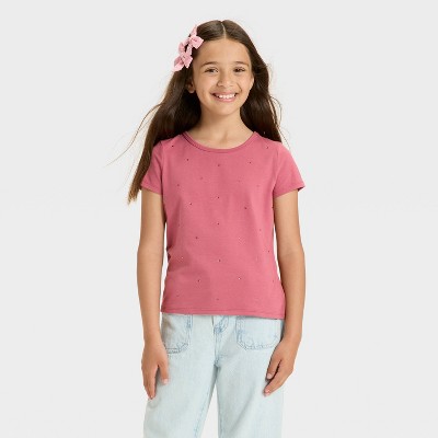Girls' Short Sleeve Fitted Embellished T-Shirt - Cat & Jack™