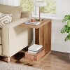 Lantine 2-Tier C-Shaped Side Table for Couch, with Sturdy Pedestal, Industrial Sofa End Table for Living Room, Bedroom (Walnut Brown) - 4 of 4