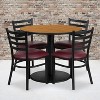 Flash Furniture 36'' Round Natural Laminate Table Set with Round Base and 4 Ladder Back Metal Chairs - Burgundy Vinyl Seat - 2 of 2