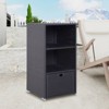 WELLFOR Outdoor PE Wicker Pool Towel Rack Waterproof Storage Organizer with 2 Shelves Dark Brown - 4 of 4