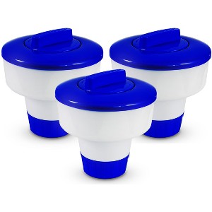 XtremepowerUS 3-Pieces Floating Tablet Chlorine Dispenser Chemical Dispenser Swimming Pool Spa Hot Tub, Blue/White - 1 of 4