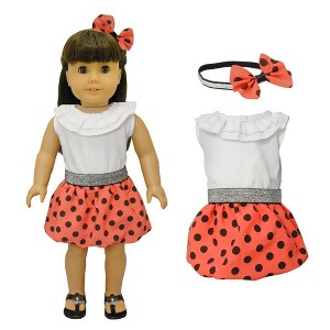 Pink Butterfly Closet Doll Clothes - Red Polka Dots Dress with Head Band Set Fits American Girl Doll My Life Doll and 18 inch dolls - 1 of 1