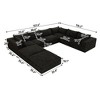 157.6" Blue Corduroy Fabric DIY Combination U Shape Cloud Sofa Deep Seat Couches with 2 Ottomans Double-layer design Removable Cushion No Assembly - 2 of 4
