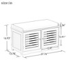 Alilang 28.74 inch Wooden Storage Bench with Cushioned Seat and Louvered Cabinet Doors-White - 3 of 3