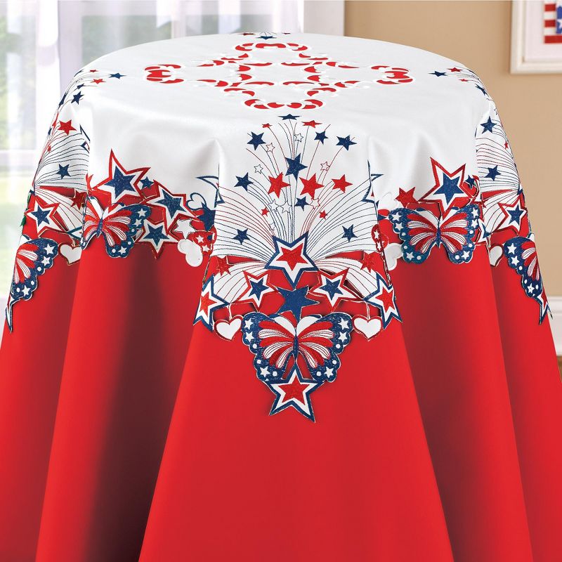 Collections Etc Patriotic Embroidered Butterflies and Stars Table Linens, 2 of 3