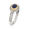 Ross-Simons 1.00 Carat Sapphire and .50 ct. t.w. White Zircon Ring in Sterling Silver With 14kt Yellow Gold - 3 of 4