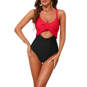 INSPIRE CHIC Women's Cut Out Adjustable Straps Crisscross Tie Back Swimwear Bathing Monokini Bikini Sets 1 Piece - 1 of 4