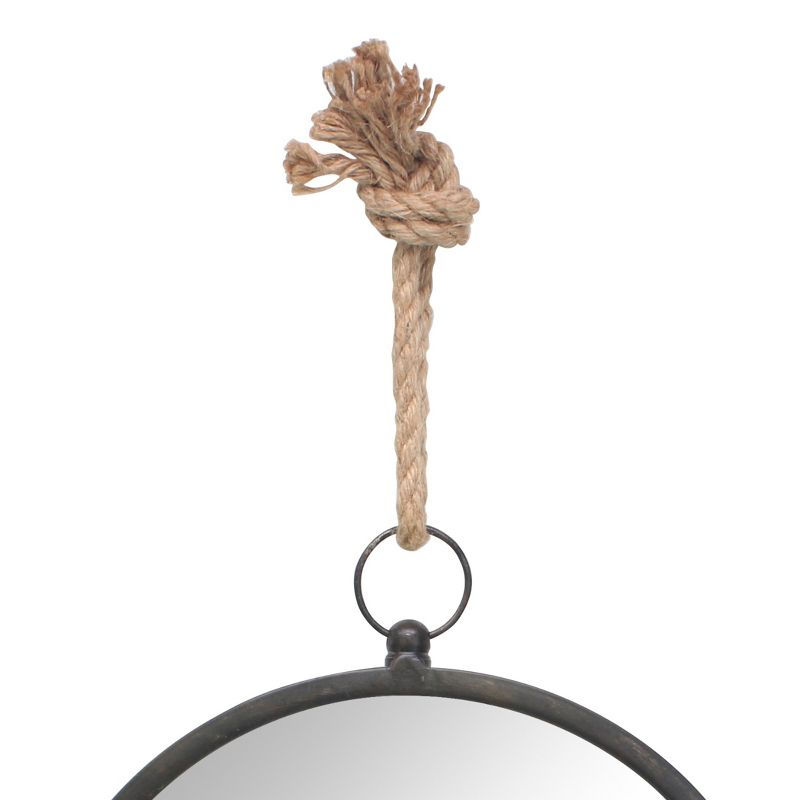 Large Round Metal Wall Mirror with Rope Hanging Loop - Stonebriar Collection, 4 of 7