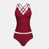 Women's Ruched Back Crisscross Tankini Set - Cupshe - 3 of 4