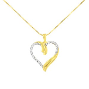 Haus of Brilliance 10K Yellow Gold Plated Silver 1/10 cttw Diamond Open Heart Pendent Necklace - 1 of 4