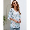 Women's 3/4 Bell Sleeve Shirt Loose Fit V Neck Blouse Cute Tops - 3 of 4