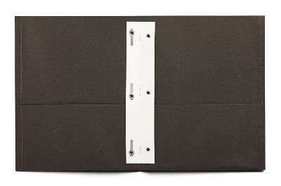 HITOUCH BUSINESS SERVICES 2-Pocket Presentation Folders with Fasteners Black 10/Pack 13386