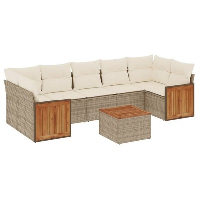vidaXL 8 Piece Patio Sofa Set with Cushions - Beige and Cream