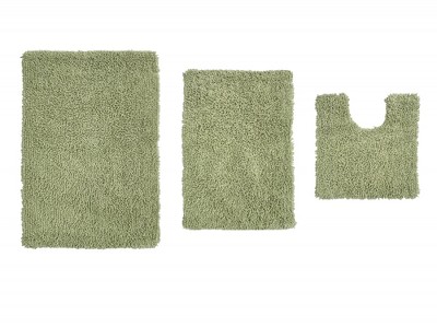 Fantasia Bath Rug Collection Cotton Shaggy Pattern Tufted Set of 3 Bath Rug Set - Home Weavers