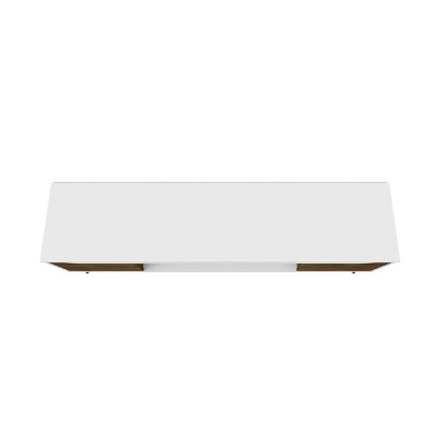 Bradley 63'' Glossy White and Rustic Brown Wood TV Stand with Cabinet