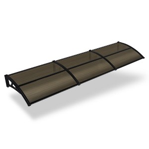 Yescom 39"X29" Window Awning Door Canopy Polycarbonate Anti-UV30+ Cover Outdoor Rain Snow Protection Patio Brown Board - 1 of 4