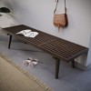 LeisureMod 60" Mid-Century Slatted Wood Entry Bench, Dark Walnut - 2 of 4