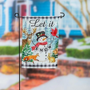 Evergreen Let it Snow Snowman and Woodlands Suede Garden Flag 12 x 18 Inches Indoor Outdoor Decor - 1 of 4