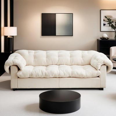 99.2" Chenille Modern Comfort Deep Seat Sofa, Upholstered Fluffy Cloud Sofa Suitable for living rooms - Leovsnove
