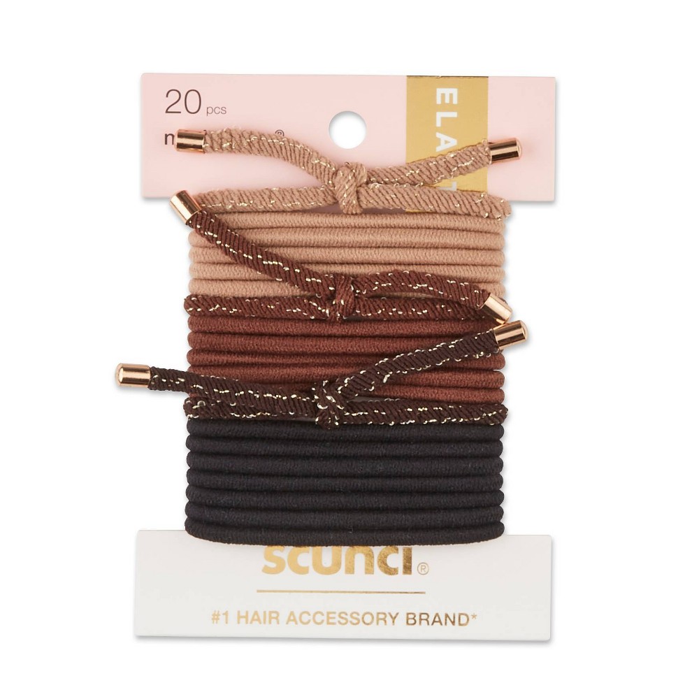 scunci Basic Ponytailers Hair Bands with Gold Tip - Neutral - 20ct