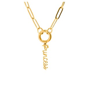 Ginger Lyne Paperclip Chain Charm Holder Necklace with Princess Charm for Women Stainless Steel 18-20" Adjustable - 1 of 4