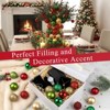 Aoibox 112pcs Christmas Ball Ornament Set Shatterproof Red Green Gold Assorted Baubles Glitter Hanging Decorations 1.2in 1.6in 2.4in - 4 of 4
