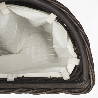 Brown Wicker Upright Hamper with Lid and Cotton Liner