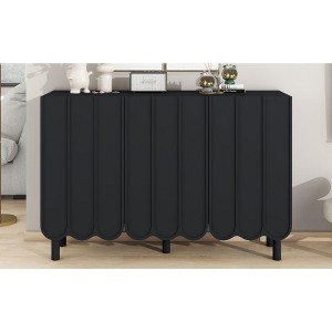 Okak Minimalist Sideboard Buffet Cabinet with Storage and 5 Solid Wood Legs, Shoe Cabinet with Adjustable Shelf for Living Room Kitchen - 1 of 4