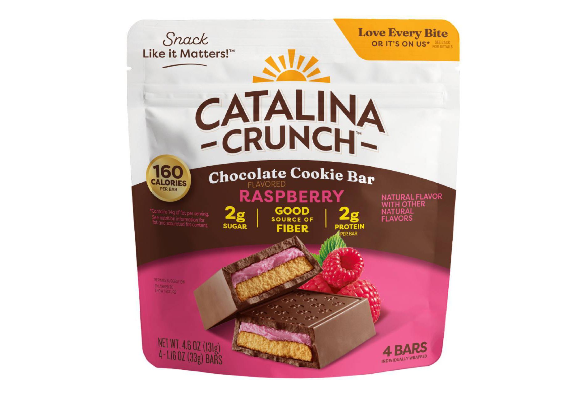 Catalina Crunch Cookie Bar Raspberry Chocolate - 4.6oz/4ct