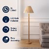 JONATHAN Y Wren 61.5" Modern Rustic Bobbin Pleated Paper Shade/Resin LED Floor Lamp, Brown Wood Finish/Light Brown - 4 of 4