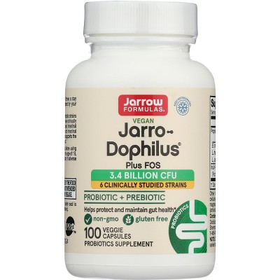 Jarrow Formulas, Inc. Vegan Jarro-Dophilus Plus Fos 3.4 Billion Cfu 100 Veg Capsules.