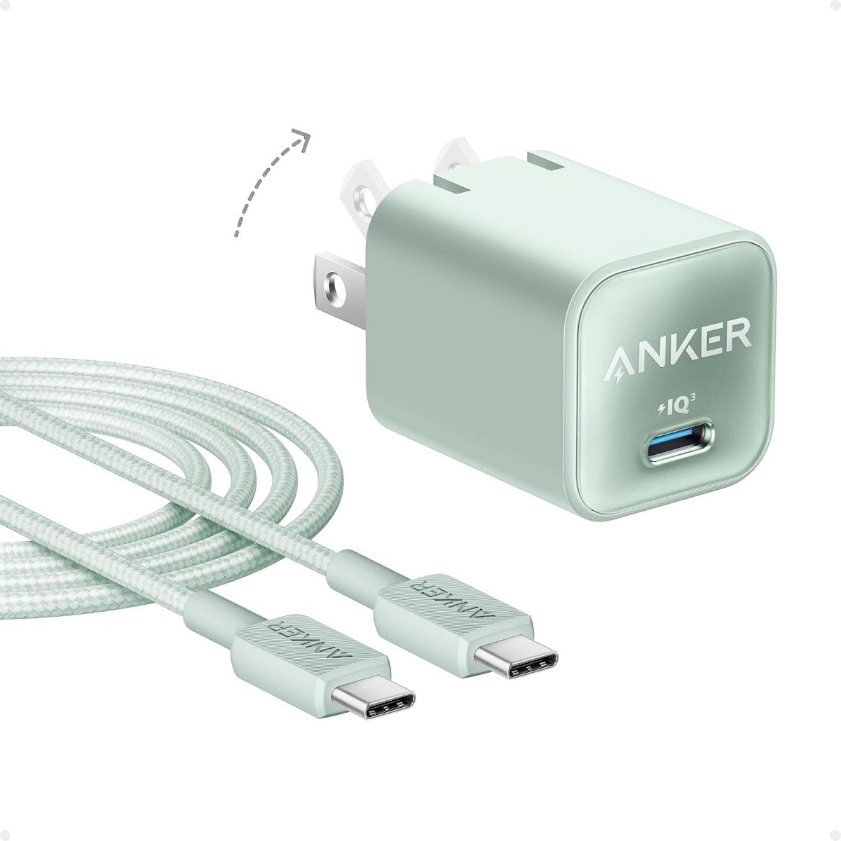 Anker Nano Phone Charger, 30W Portable Foldable USB C GaN Charger for iPhone 17/17 Pro Max/16/15 Series, Galaxy, iPad, MagSafe