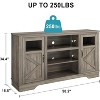 LED TV Stand for 65/60/55 Inch TV, Entertainment Center With Storage Cabinets and Barn Doors, Modern Media Console Table With Open Shelves - 2 of 4