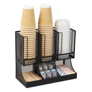 Mind Reader Wire Cup and Condiment Station Black: Coffee Bar Accessories & Coffee Station Organizer - 1 of 4