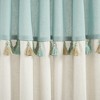 Boho Faux Linen Tassel Color Block Window Curtain Panel Blue/Off White 42X84 Set - image 3 of 4