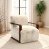 Sapphtopaz Modern Faux Fur Accent Chair with Curve Wooden Arms Upholstered Comfy Reading Chair Ultra Soft Armchair for Living Room, Bedroom - 2 of 4
