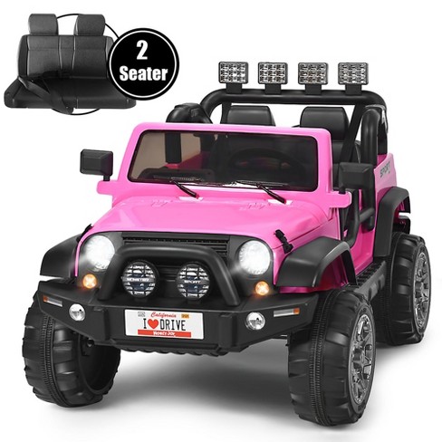 Costway 12v Kids Ride On Car 2 Seater Truck Rc Electric Vehicles W Storage Room Pink Target