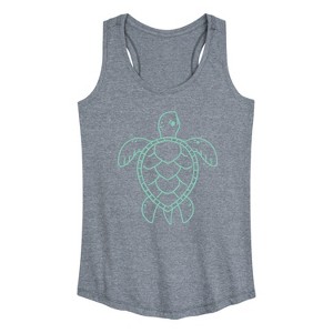 Women's - Instant Message - Nautical Sea Turtle Graphic Racerback Tank - 1 of 4