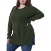 Agnes Orinda Women's Plus Size Crew Neck Long Sleeve Slit Hem Knit Pullover Sweaters - 2 of 4