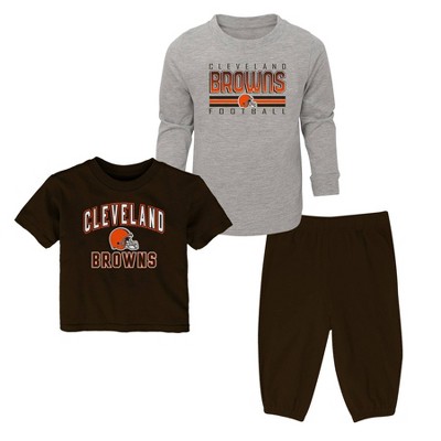 Cleveland Football Stripe - Toddler Crew T Shirt, Tee, T-Shirt T-Shirt Brown / 2T