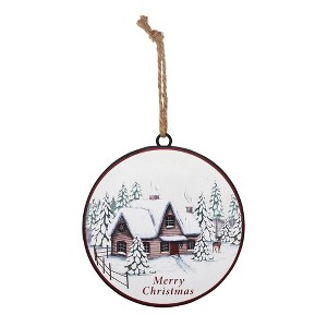 Woodland Winter Cabin Disc Ornament (Set of 12) - 1 of 3