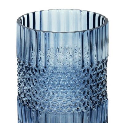 Melrose 8" Blue Textured Glass Decorative Vase