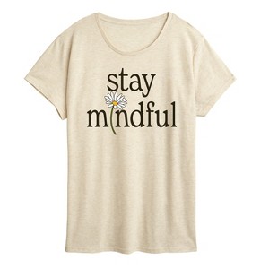 Women's - Instant Message - Stay Mindful Flower Short Sleeve Graphic T-Shirt - 1 of 4